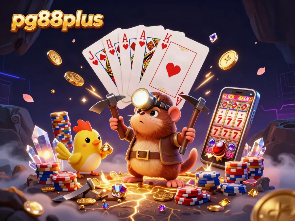 Experience the thrill of gambling with pg88plus, as the treasure hunter mole uncovers riches amidst vibrant casino elements.