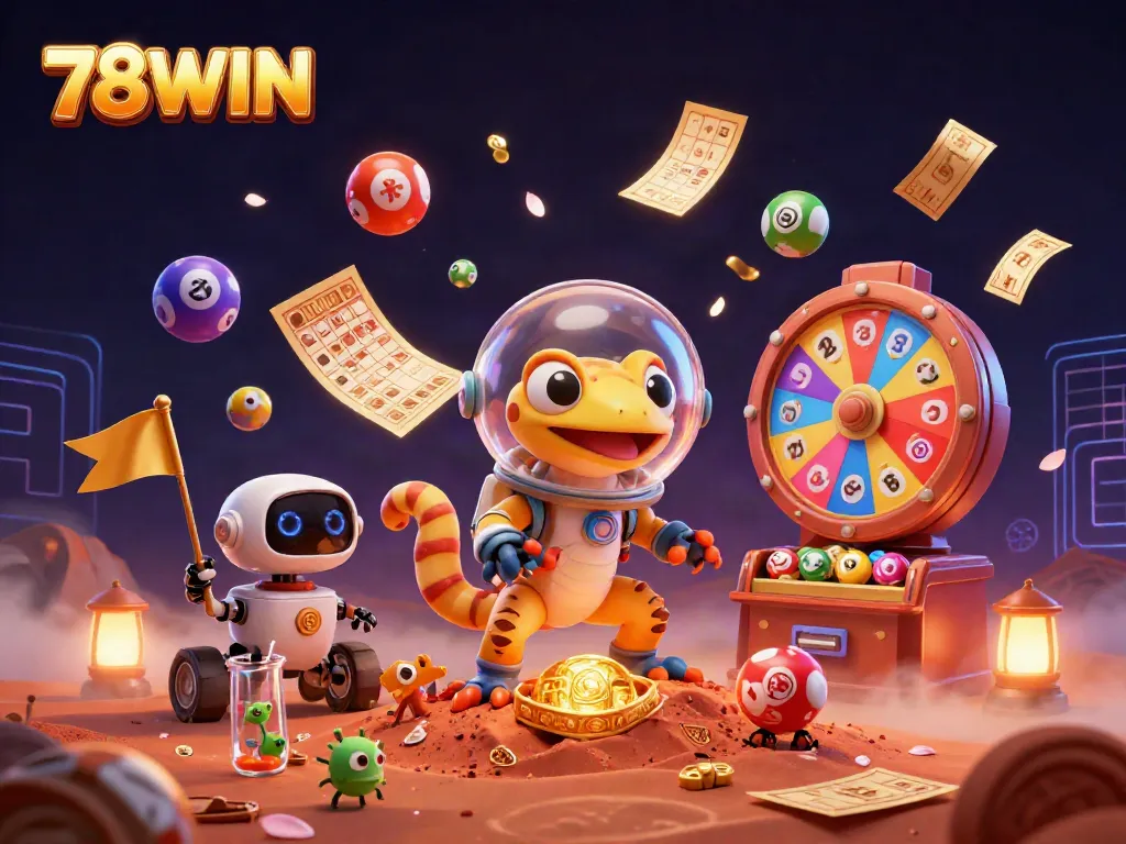 Experience thrilling discovery in the 78WIN casino scene with vibrant colors and dynamic gaming elements.