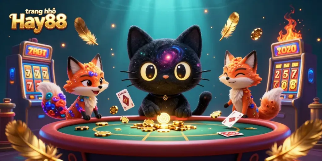 Experience the dynamic action at trang chủ Hay88 with colorful casino elements and characters.
