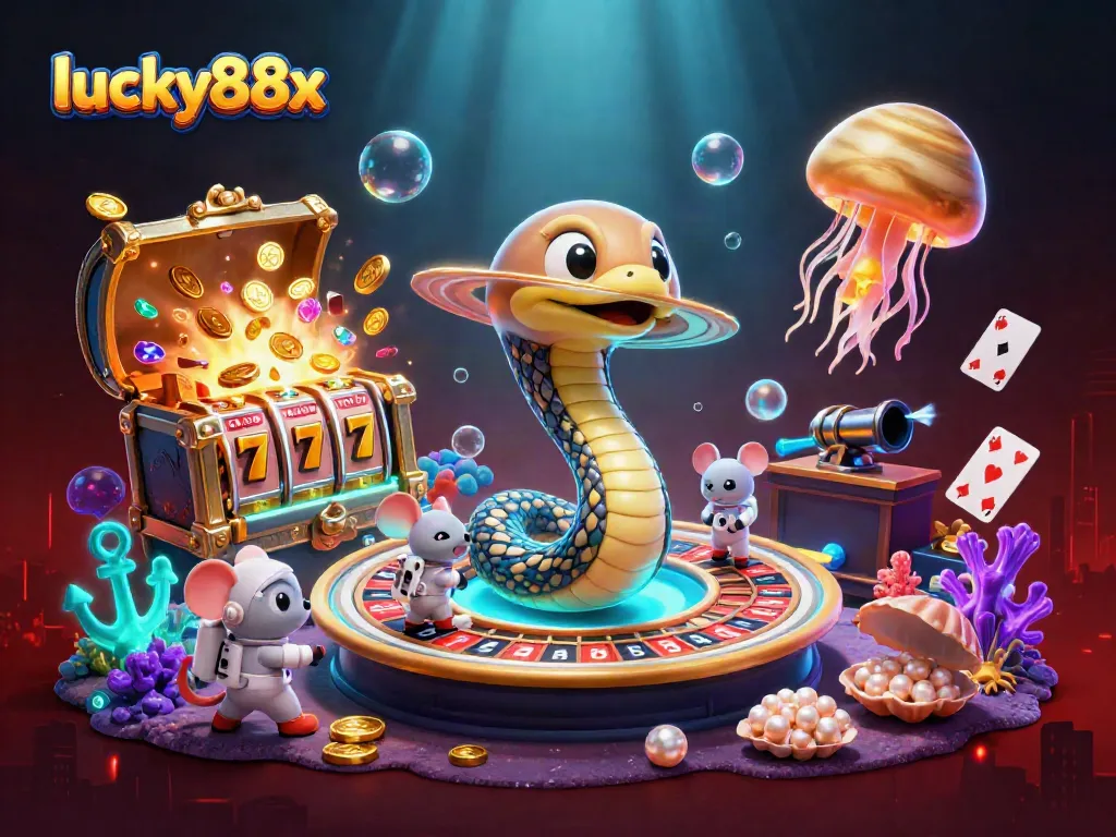 Experience thrilling bets at lucky88x with a vibrant cosmic roulette scene featuring unique characters.
