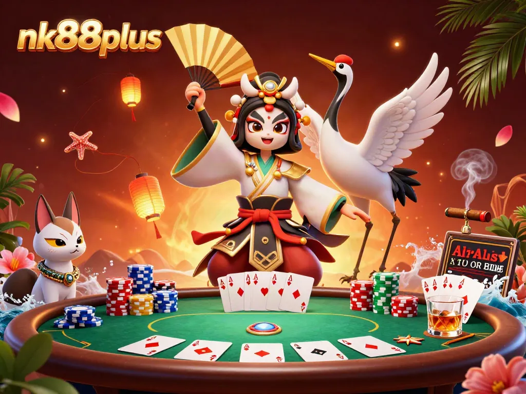 Engage in thrilling poker strategies at nk88plus with vibrant characters and dynamic casino elements