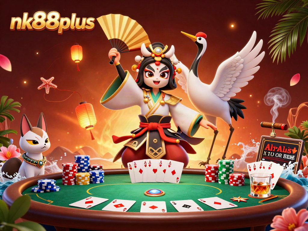 Engage in thrilling poker strategies at nk88plus with vibrant characters and dynamic casino elements
