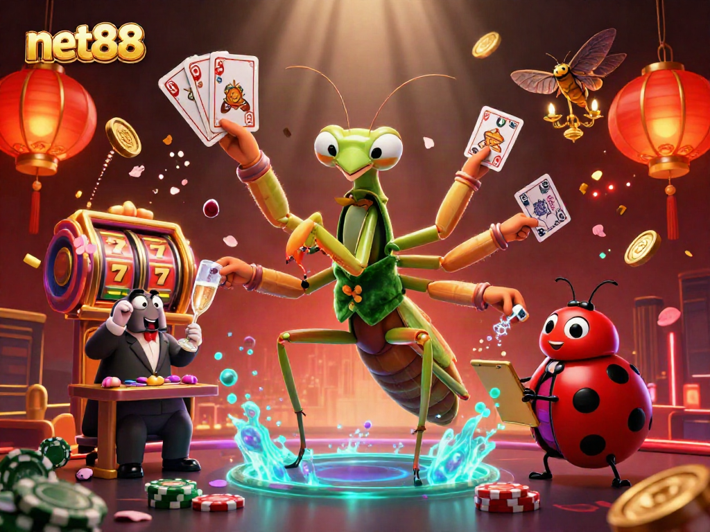 Experience thrilling gameplay at net88 with a vibrant 3D casino scene featuring dynamic slot action.