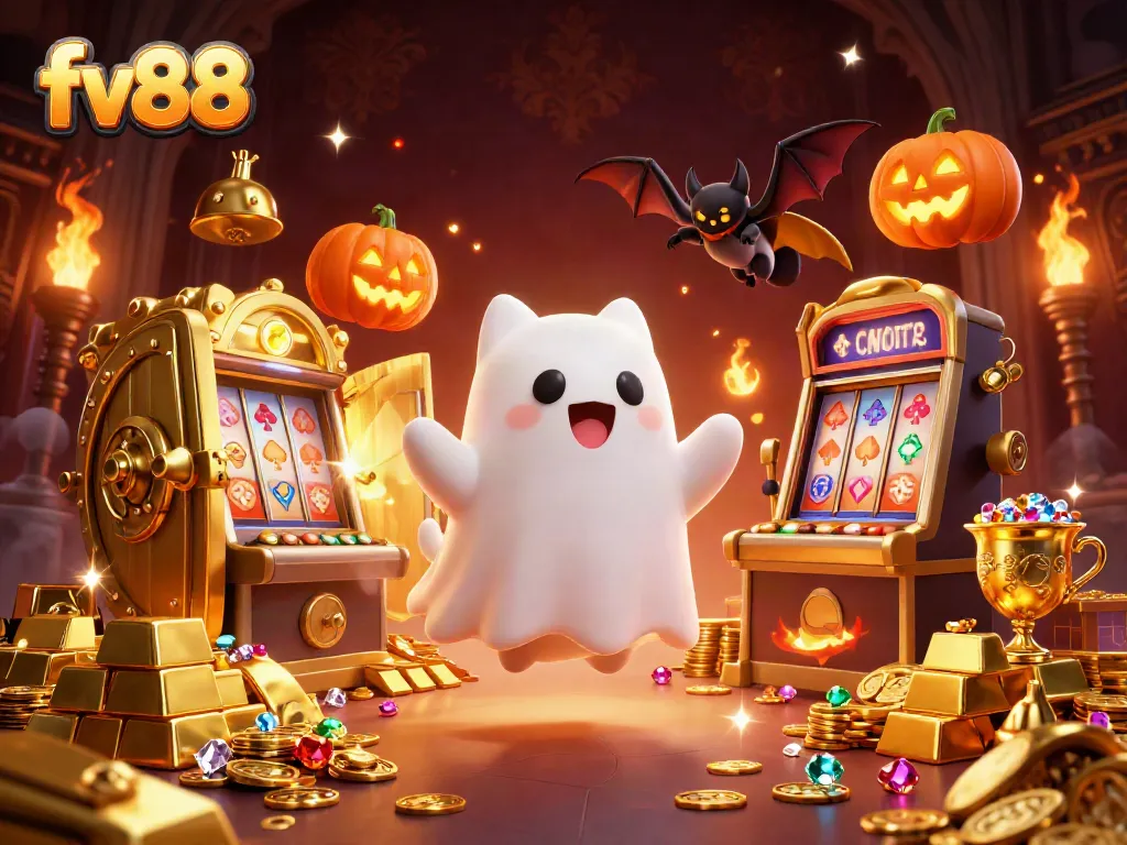 Experience thrilling wins at fv88 with our vibrant 3D casino scene featuring exciting ghostly characters.