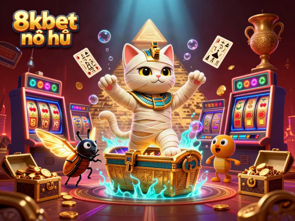 Experience the thrilling 8xbet nổ hũ with our vibrant 3D casino illustration featuring jackpot wins.