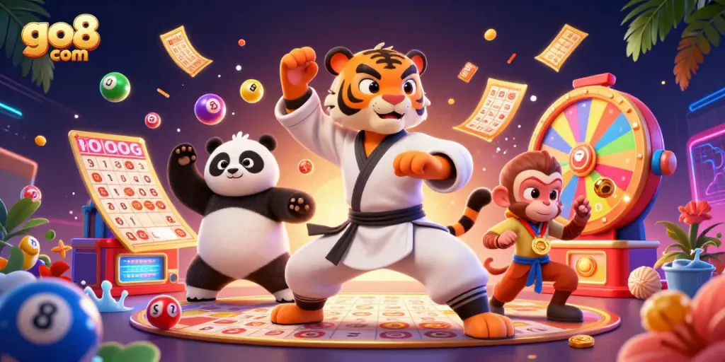 Explore exhilarating gameplay features at go8 com with colorful lottery balls and immersive 3D characters.