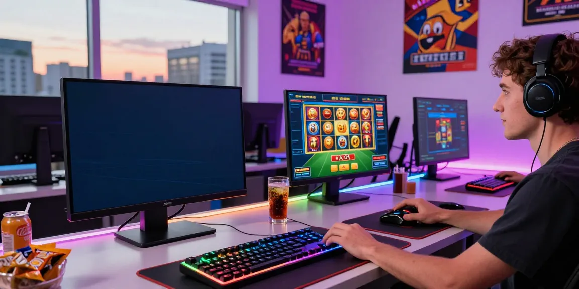 Player enjoying an exciting DA88 online gaming experience in a vibrant workspace.