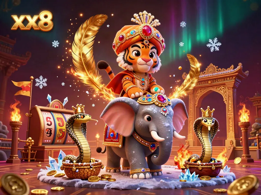 Engage in thrilling casino adventures with xx8 featuring a majestic Indian maharaja tiger, jewel-encrusted elephant, and golden treasures.