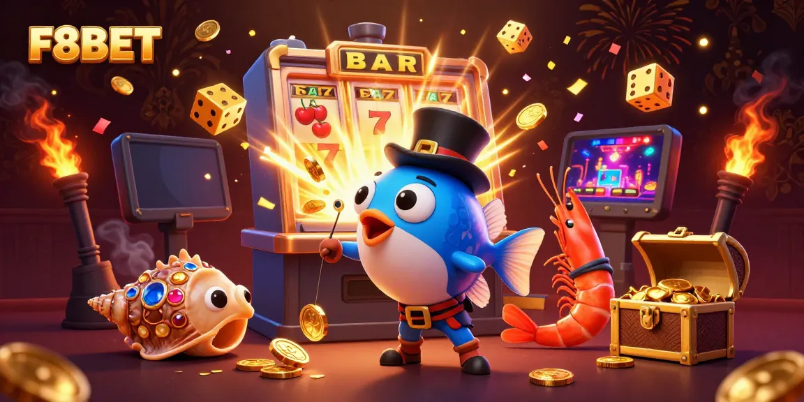 Engage with F8BET's thrilling casino experience featuring vibrant characters and jackpot elements.