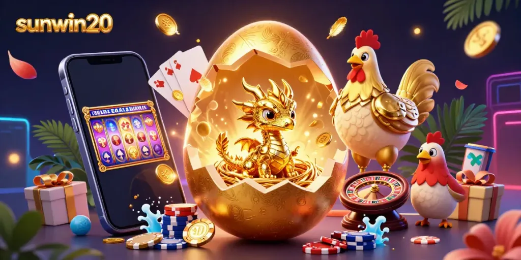 Experience thrilling gaming with sunwin20 as a golden dragon and poker chips create excitement in this action-packed scene.