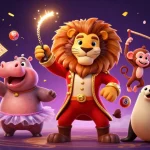 Experience betting excitement with 1gom in a lively casino scene featuring whimsical characters and vibrant elements.