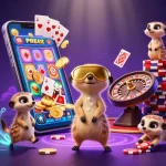 b52club meerkats running a vibrant casino with dynamic games and colorful elements