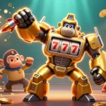 Win big at bk8vi with dynamic 3D casino-style gaming featuring an animated golden gorilla mech!