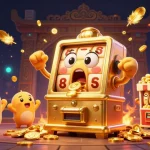 Engage with exciting moments at Go88vip as a golden slot machine hits jackpot amidst cheering mini machines.