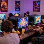 Situs slot deposit 10 ribu players enjoying vibrant online gaming experience.