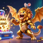Experience casino thrills at TG88 with a golden chimera, jackpot slot bursting coins, and dynamic gaming elements.