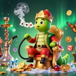 Experience man88 with a vibrant 3D casino scene featuring a hookah-master and slot machines.