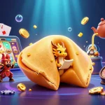 Engage with 86Bet's dynamic slot games and exciting fortune-themed elements in a vibrant 3D illustration.