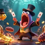 DA88 captivates players with an enchanting underwater casino scene featuring card tricks and golden treasures.