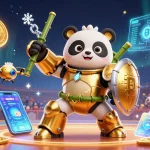 Engage in thrilling gameplay with 98win, featuring a dynamic scene of a gaming panda and exciting casino elements.