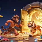 Experience the excitement of kèo nhà cái 5 in a vibrant 3D casino scene with ancient treasures and animated characters.