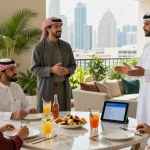 Dubai short-let property management showcased in a welcoming apartment scene, highlighting luxury living and vibrant hospitality.