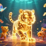 Experience the excitement of LU88 with a vibrant 3D casino scene featuring dynamic slots and golden elements.