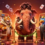 Experience the thrilling action at 11win, featuring a woolly mammoth casino bouncer, VIP guests, and exciting games!