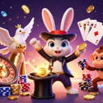 Experience the magic of luck8 with golden coins and poker chips in an immersive casino scene.