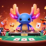 Experience the vibrant zbet gaming scene with dancing creatures and poker gameplay.