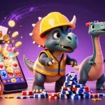 u88 casino features a triceratops stacking poker chips in a vibrant, festive 3D scene.