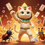 Unleash excitement with da88 in a vibrant pyramid casino featuring a mummy cat.